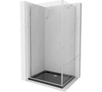 Mexen Pretoria cabine de douche battante 70 x 110 cm, transparent, chrome + receveur Flat, noir - 852-070-110-01-00-4070 15479 5905315577931