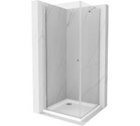 Mexen Pretoria cabine de douche battante 70 x 70 cm, transparent, chrome + receveur Flat - 852-070-070-01-00-4010 4643 5907709175655