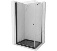 Mexen Pretoria cabine de douche pivotante 80 x 120 cm, transparent, noir + receveur plat, noir - 852-080-120-70-00-4070B 15550 5905315578631