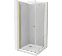 Mexen Pretoria cabine de douche pivotante 80 x 80 cm, transparente, or + receveur plat - 852-080-080-50-00-4010 4664 5907709175815