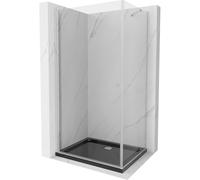 Mexen Pretoria cabine de douche pivotante 90 x 120 cm, transparent, chromé + receveur Flat, noir - 852-090-120-01-00-4070 15493 5905315578068