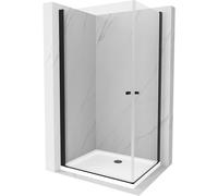 Mexen Pretoria Duo cabine de douche pivotante 80 x 70 cm, transparent, noir + receveur Flat - 852-080-070-70-02-4010B 13347 5907709165540
