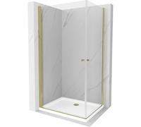 Mexen Pretoria Duo cabine de douche pivotante 90 x 80 cm, transparent, or + receveur Flat - 852-090-080-50-02-4010G 13344 5907709165496