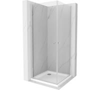 Mexen Pretoria Duo cabine de douche pivotante 90 x 90 cm, transparent, chromé + receveur Flat - 852-090-090-01-02-4010 13311 5907709165700