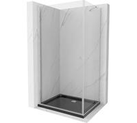 Mexen Pretoria Paroi de douche basculante 80 x 70 cm, transparente, chromée + receveur de douche Flat, noir - 852-080-070-01-00-4070