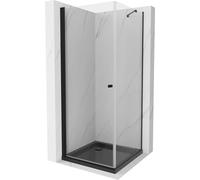 Mexen Pretoria Paroi de douche basculante 90 x 90 cm, transparente, noire + receveur de douche Flat, noir - 852-090-090-70-00-4070B