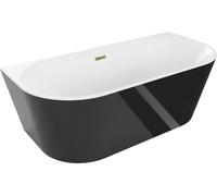 Mexen Receveur de douche à poser ovale 170 x 80 cm, blanc/noir, finition dorée