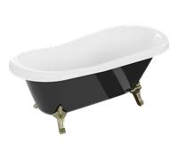 Mexen Retro baignoire autoportante 150 x 73 cm, blanc/noir, pieds dorés - 53251507375-50 2435 5907709106499