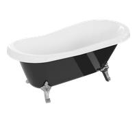 Mexen Retro baignoire autoportante 150 x 73 cm, blanc/noir, pieds chromés - 53251507375-00 2433 5907709106475