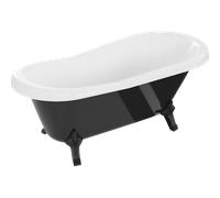 Mexen Retro baignoire autoportante 150 x 73 cm, blanche/noire, pieds noirs - 53251507375-70 2436 5907709106482