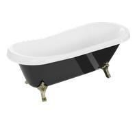 Mexen Retro baignoire autoportante 170 x 75 cm, blanche/noire, pieds dorés - 53251707575-50 2454 5907709106536