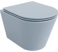 Mexen Rico Cuvette de WC sans rebord avec plaque mince à chute lente, duroplast, gris-bleu mat - 30724069