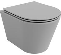 Mexen Rico Cuvette de WC sans rebord avec plaque mince à chute lente, duroplast, gris clair mat - 30724061