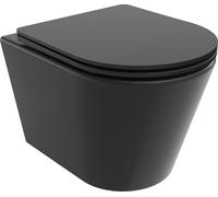 Mexen Rico Cuvette de WC sans rebord avec plaque mince à chute lente, duroplast, noir mat - 30721085