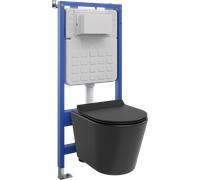 Mexen Rico ensemble encastré WC bâti-support Tex Slim avec cuvette WC Tornado et siège à descente lente, noir mat 101370 5907931048642
