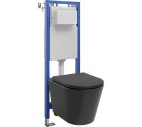 Mexen Rico ensemble encastré WC cadre étroit, d'angle Tex W avec cuvette WC et abattant à descente progressive, noir mat 101348 5907931048420