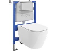 Mexen Rico ensemble encastré WC cadre pneumatique Tex Air XS-F avec cuvette WC 2.0 Tornado et abattant à descente lente, blanc 101278 5907931045337