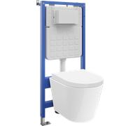 Mexen Rico ensemble encastré WC cadre Tex Slim avec cuvette WC et abattant à descente lente, blanc - 610030720200 101289 5907931046242