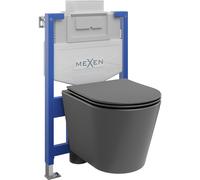 Mexen Rico ensemble encastré WC châssis Fenix XS-U avec cuvette WC et abattant à descente progressive, gris foncé mat 13031 5907709163669