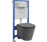 Mexen ensemble encastré WC cadre Fenix Slim avec cuvette WC Rico et abattant à descente amortie, gris foncé mat - 61030724071 12989 5907709163430