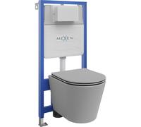 Mexen Rico ensemble WC encastré châssis Fenix Slim avec cuvette WC et abattant à fermeture lente, gris clair mat 12991 5907709163447