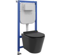 Mexen Rico ensemble WC encastré Tex Air E avec cuvette WC Tornado et abattant à fermeture lente, noir mat - 610930720185TA 101374 5907931048680