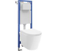 Mexen Rico set encastré WC, bâti-support étroit Tex W avec cuvette WC Tornado et abattant à descente progressive, blanc 101323 5907931046587