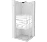 Mexen Rio cabine de douche carrée 70 x 70 cm, bandes blanches, chrome - 860-070-070-01-20 3586 5903163382745