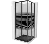 Mexen Rio cabine de douche carrée 70 x 70 cm, bandes noires, noire + receveur Flat, noir - 860-070-070-70-20-4070B 14712 5907709154131