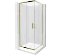 Mexen Rio cabine de douche carrée 70 x 70 cm, givrée, or + receveur Rio, blanc - 860-070-070-50-30-4510 14440 5907709149694