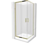 Mexen Rio cabine de douche carrée 70 x 70 cm, givrée, or + receveur Rio, blanc - 860-070-070-50-30-4510 14440 5907709149694