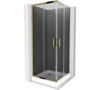 Mexen Rio cabine de douche carrée 70 x 70 cm, graphite, dorée + receveur de douche, blanc - 860-070-070-50-40-4510 14443 5907709149724
