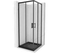 Mexen Rio cabine de douche carrée 70 x 70 cm, transparente, noire + receveur Flat, noir - 860-070-070-70-00-4070B 14709 5907709154124