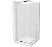 Mexen Rio cabine de douche carrée 80 x 80 cm, givrée, chromée + receveur plat, blanc - 860-080-080-01-30-4010 4849 5907709177192