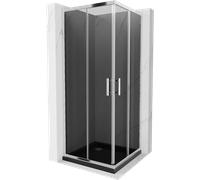 Mexen Rio cabine de douche carrée 80 x 80 cm, graphite, chrome + receveur Flat, noir - 860-080-080-01-40-4070 13356 5907709165861