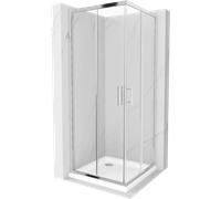 Mexen Rio cabine de douche carrée 80 x 80 cm, transparent, chrome + receveur Flat, blanc - 860-080-080-01-00-4010 4843 5907709177130