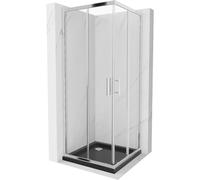 Mexen Rio cabine de douche carrée 80 x 80 cm, transparent, chrome + receveur Flat, noir - 860-080-080-01-00-4070 13352 5907709165878