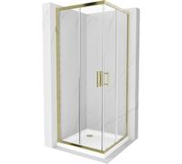Mexen Rio cabine de douche carrée 80 x 80 cm, transparent, or + receveur plat, blanc - 860-080-080-50-00-4010G 14550 5907709147973