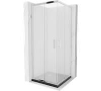 Mexen Rio cabine de douche carrée 80 x 80 cm, verre dépoli, chrome + receveur Flat, noir - 860-080-080-01-30-4070 13354 5907709165908
