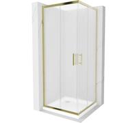 Mexen Rio cabine de douche carrée 80 x 80 cm, givrée, or + receveur de douche Flat, blanc - 860-080-080-50-30-4010G 14557 5907709148031