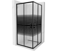 Mexen Rio cabine de douche carrée 90 x 90 cm, bandes noires, noire - 860-090-090-70-20 14392 5907709147331