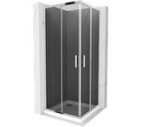 Mexen Rio cabine de douche carrée 90 x 90 cm, graphite, chrome + receveur plat, blanc - 860-090-090-01-40-4010 4853 5907709177239
