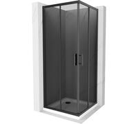 Mexen Rio cabine de douche carrée 90 x 90 cm, graphite, noire + receveur Flat, blanc - 860-090-090-70-40-4010B 14590 5907709148352