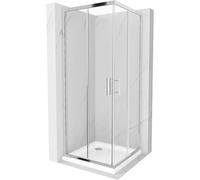 Mexen Rio cabine de douche carrée 90 x 90 cm, transparent, chrome + receveur plat, blanc - 860-090-090-01-00-4010 4844 5907709177147