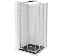 Mexen Rio cabine de douche carrée 90 x 90 cm, transparent, chromée + receveur de douche Plat, noir - 860-090-090-01-00-4070 13353 5907709165885