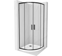 Mexen Rio cabine de douche demi-circulaire 80 x 80 cm, transparente, noire + receveur Flat, blanc - 863-080-080-70-00-4110B 13373 5907709165847