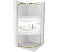 Mexen Rio cabine de douche semi-circulaire 70 x 70 cm, bandes blanches, or - 863-070-070-50-20 14402 5907709147379