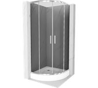 Mexen Rio cabine de douche semi-circulaire 70 x 70 cm, graphite, chrome + receveur Rio, blanc - 863-070-070-01-40-4710 13397 5907709166158