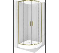Mexen Rio cabine de douche semi-circulaire 70 x 70 cm, transparent, dorée + bac à douche, blanc - 863-070-070-50-00-4710 14421 5907709149519