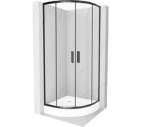 Mexen Rio cabine de douche semi-circulaire 70 x 70 cm, transparent, noir + bac à douche, blanc - 863-070-070-70-00-4710 13400 5907709166189